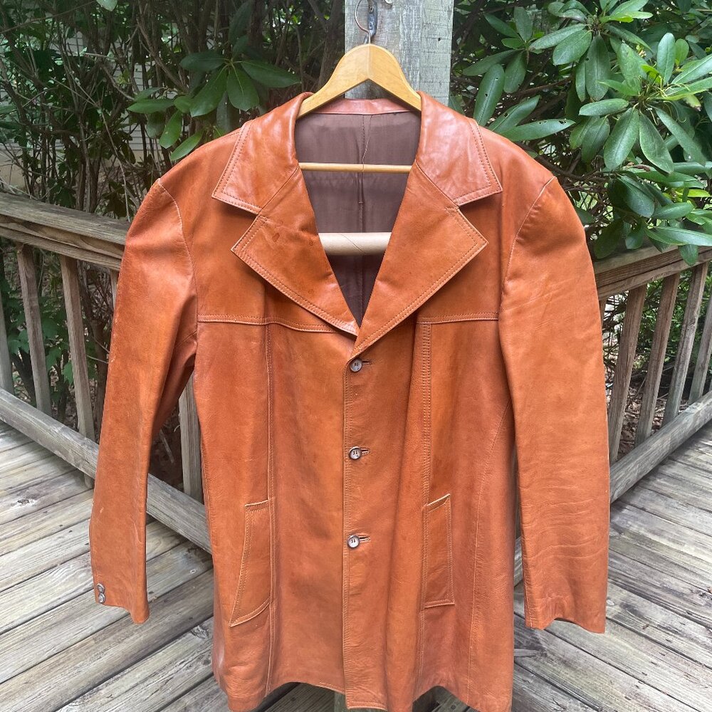 Cognac Leather Jacket vintage 70s